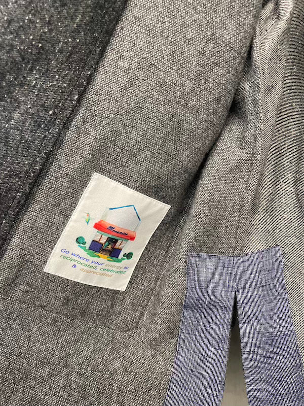 Okura jkt grey twin embrodery by hand