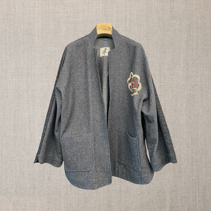 Okura jkt  grey twin embrodery by hand