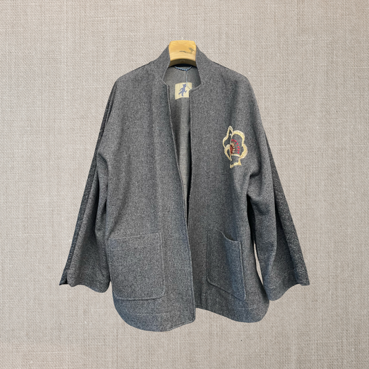 Okura jkt  grey twin embrodery by hand