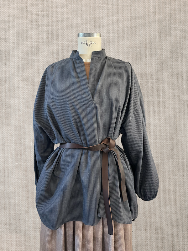 Collarless over shirt grey