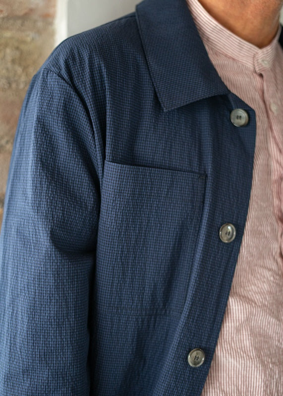 Work Jkt  Blue seersucker