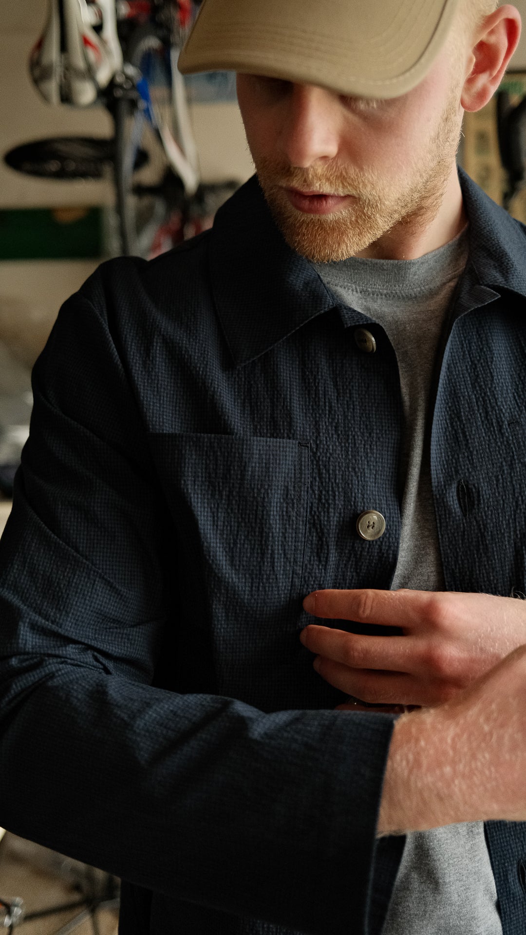 Work Jkt  Blue seersucker