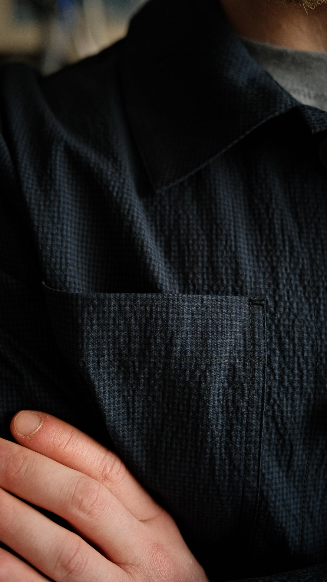 Work Jkt  Blue seersucker